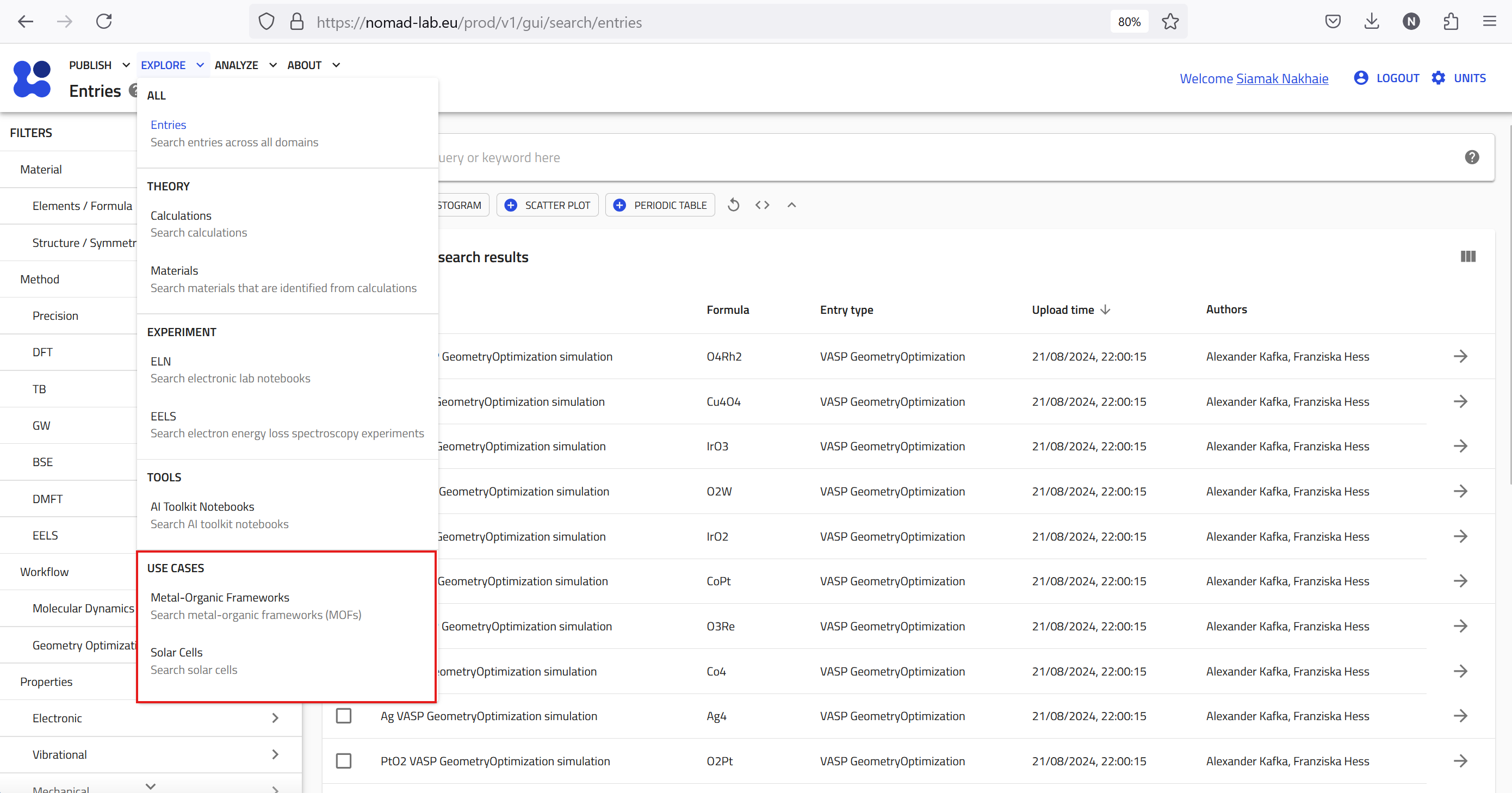 Explore Menu Use Cases Option